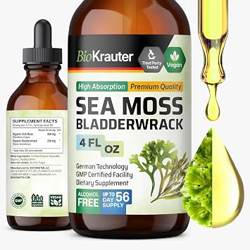 BIO KRAUTER 2-in-1 Sea Moss Seaweed Supplement for Women & Men, 4 Fl.Oz.