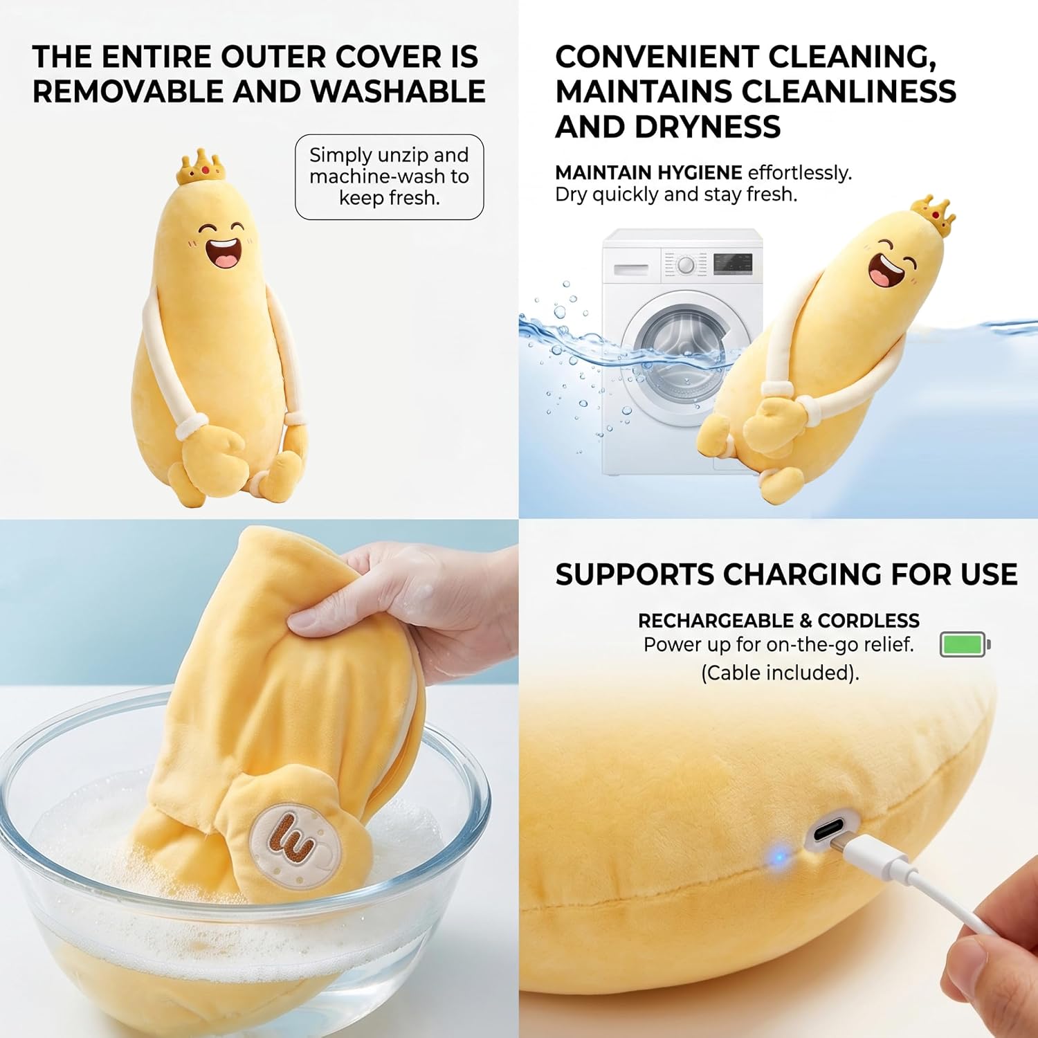 Mango Plush Patting Pillow Hugging Pillow Hug 35 Inch Soft Patting & Hugging Full Body Support for Side Sleepers Yellow.