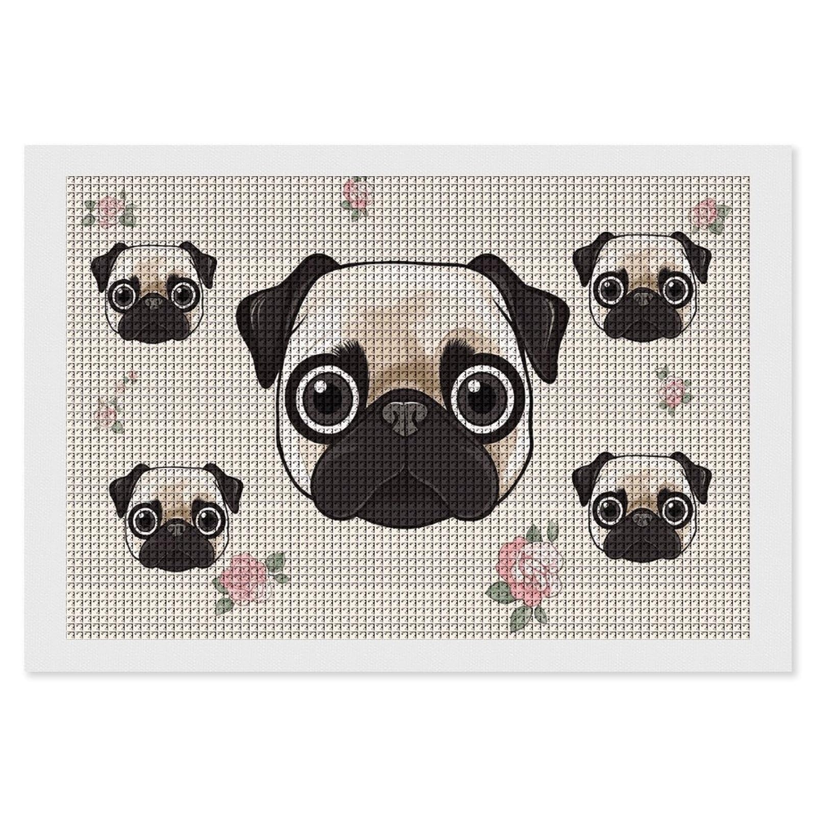 NONHAI Diamond Painting Kits for Adults - DIY Diamond Art Kits for Beginners - Full 5D Paint Drill Diamond Dots Paintings- Line Pug Diamonds Pictures Gem Art and Craft Wall Decor 8"x12"