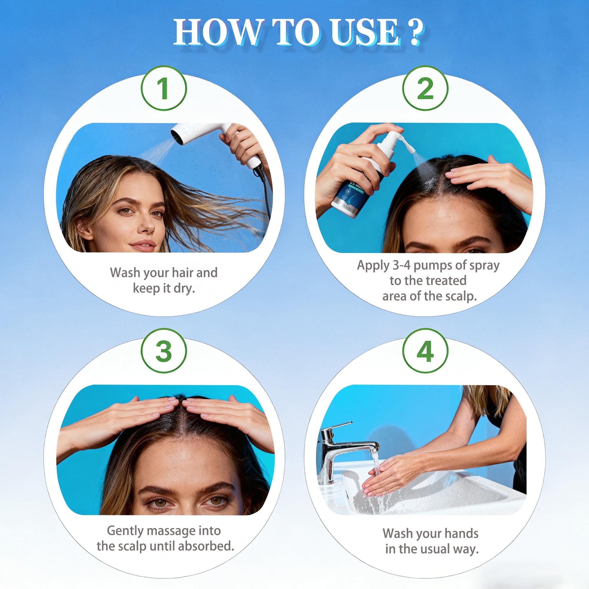 5% Minoxidil for Men & Women, Hair Beard Growth Spray with Biotin, Minoxidil Hair Growth Serum for Hair Regrowth, for Hair Loss & Thinning, make Hair Stronger Thicker -2 fl.oz /60ml — view 9