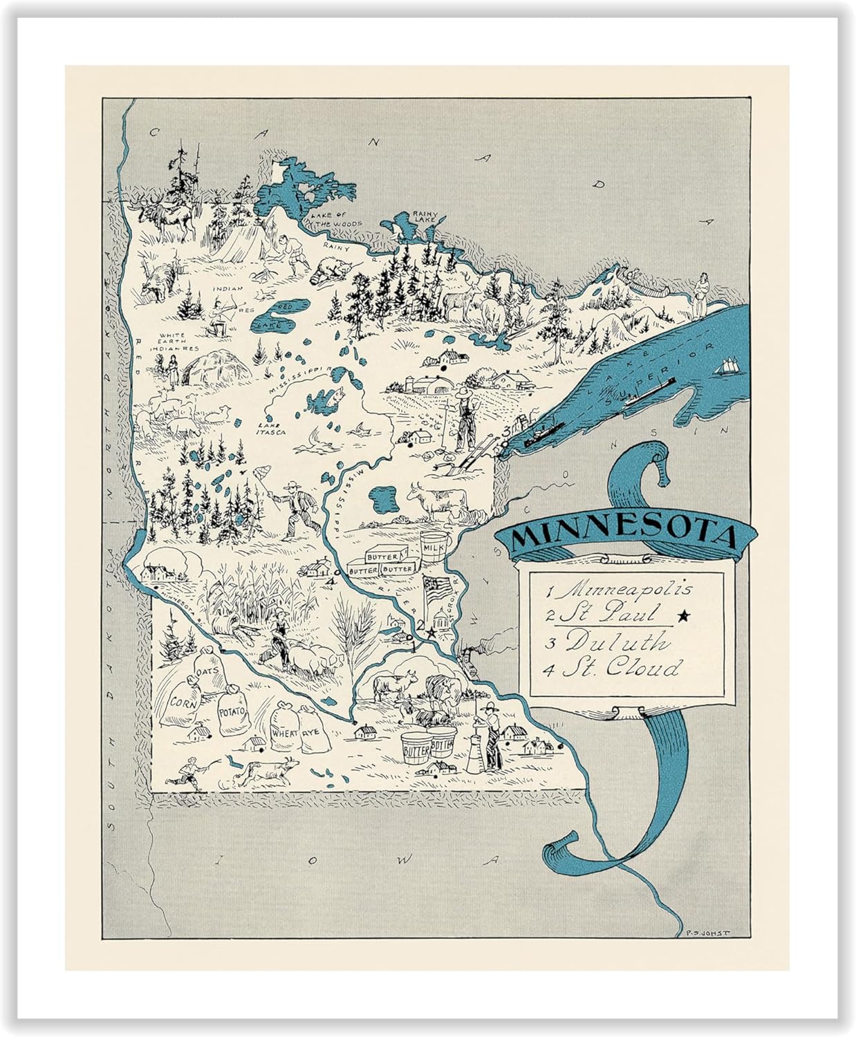 Poster Master Vintage Map Canvas - Retro Wyoming State Map Print - Educational Art - Gift for Teacher, Student, Travel Lover - Wall Decor for Classroom, Office, Dorm - 24x32 Silver Framed Canvas