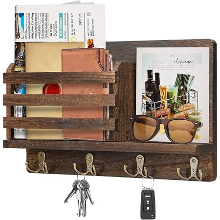 Jemyxhw Schlüsselbrett Mit Ablage - 5 Haken & Ablagefläche Für Flur, Eingang & Wohnzimmer