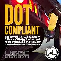 Vista 8 de US Cargo Control Correas de cabrestante de contenedor de volteo de 4" x 5' con gancho plano y extremo de bucle cosido (paquete de 12), límite