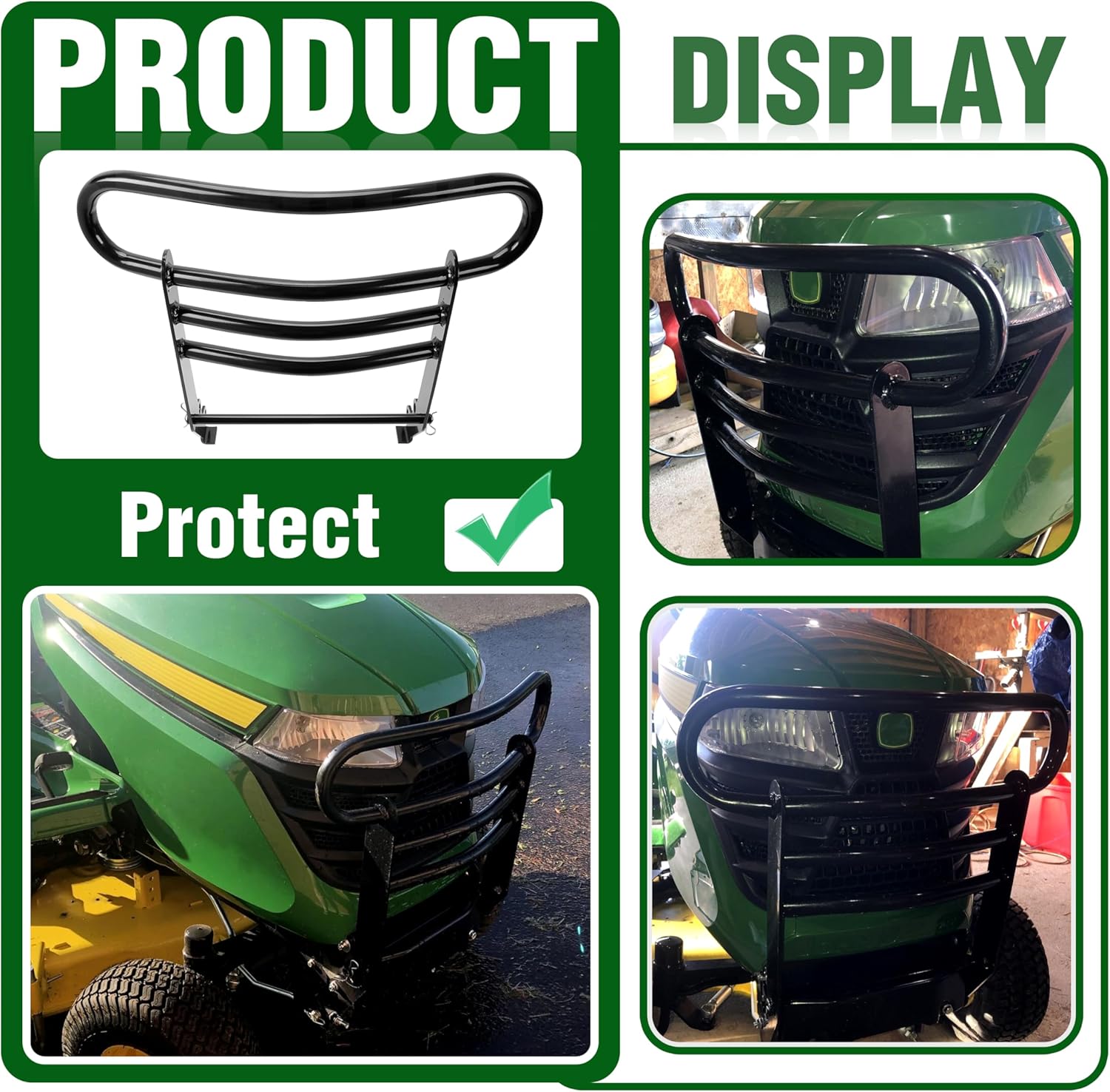 ECOTRIC Brush Guard Bumper Bar Compatible with John Deere X300 X500 Series X380 X384 X390 X394 X570 X580 X584 X590 Replacement for Part Number BM23057