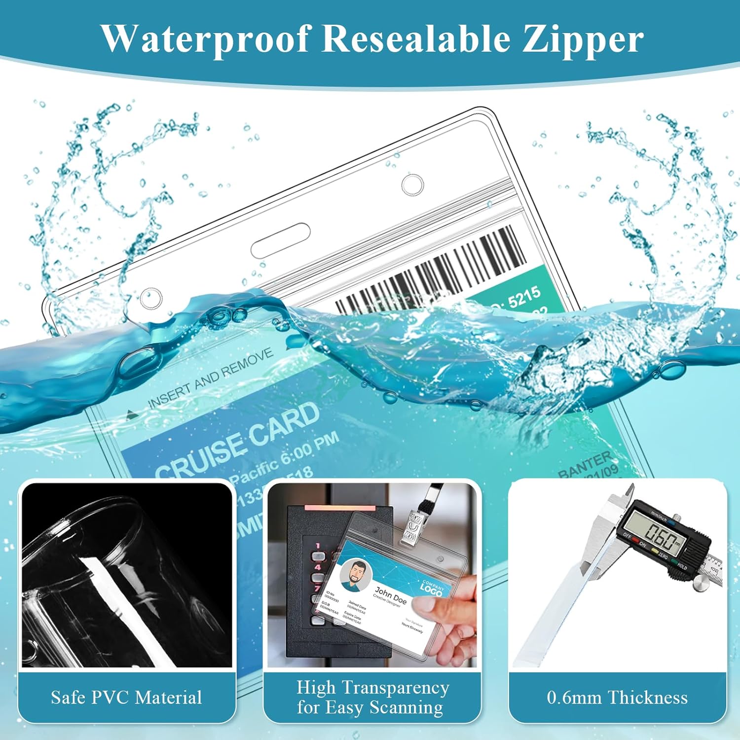 60 Pack Clear Plastic Horizontal Badge Holders 4×3 Inches and 60 Pack Black Lanyards Name Tag Badge Holder with Lanyard for Kid, Adult, Office, School - Image 4