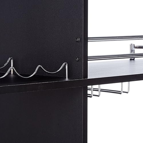 Miniatura 5 de Kings Brand Furniture Mesa de bar con dos estantes de vidrio templado color negro