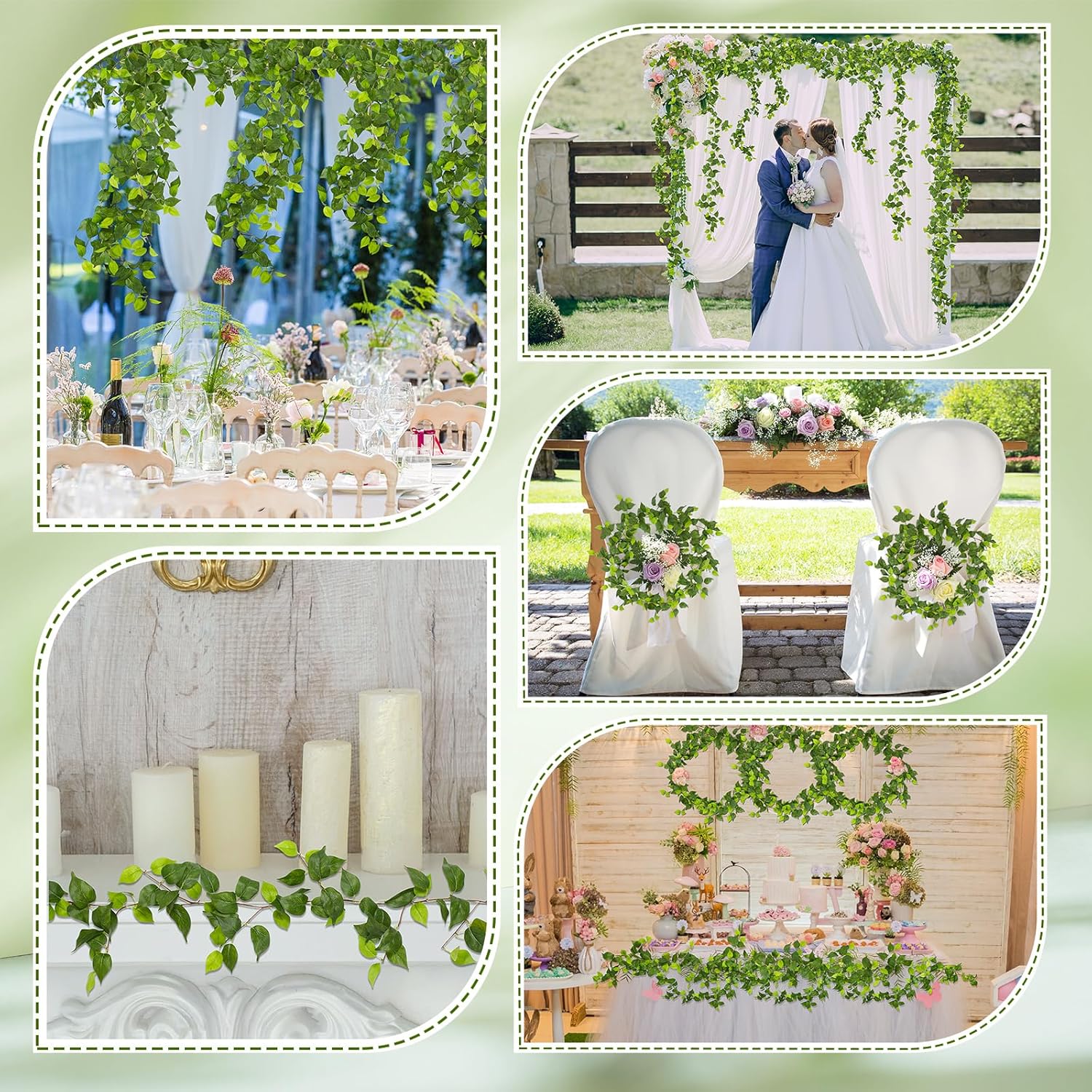 Giegxin 12 Pack 852ft Realistic Artificial Vines, 71"/pcs Faux Silk Eucalyptus Garland with Green Leaves, High Lifelike Ivy Hanging Plants for Wall Decor, Bedroom, Wedding, Party, Garden Decoration - Image 6