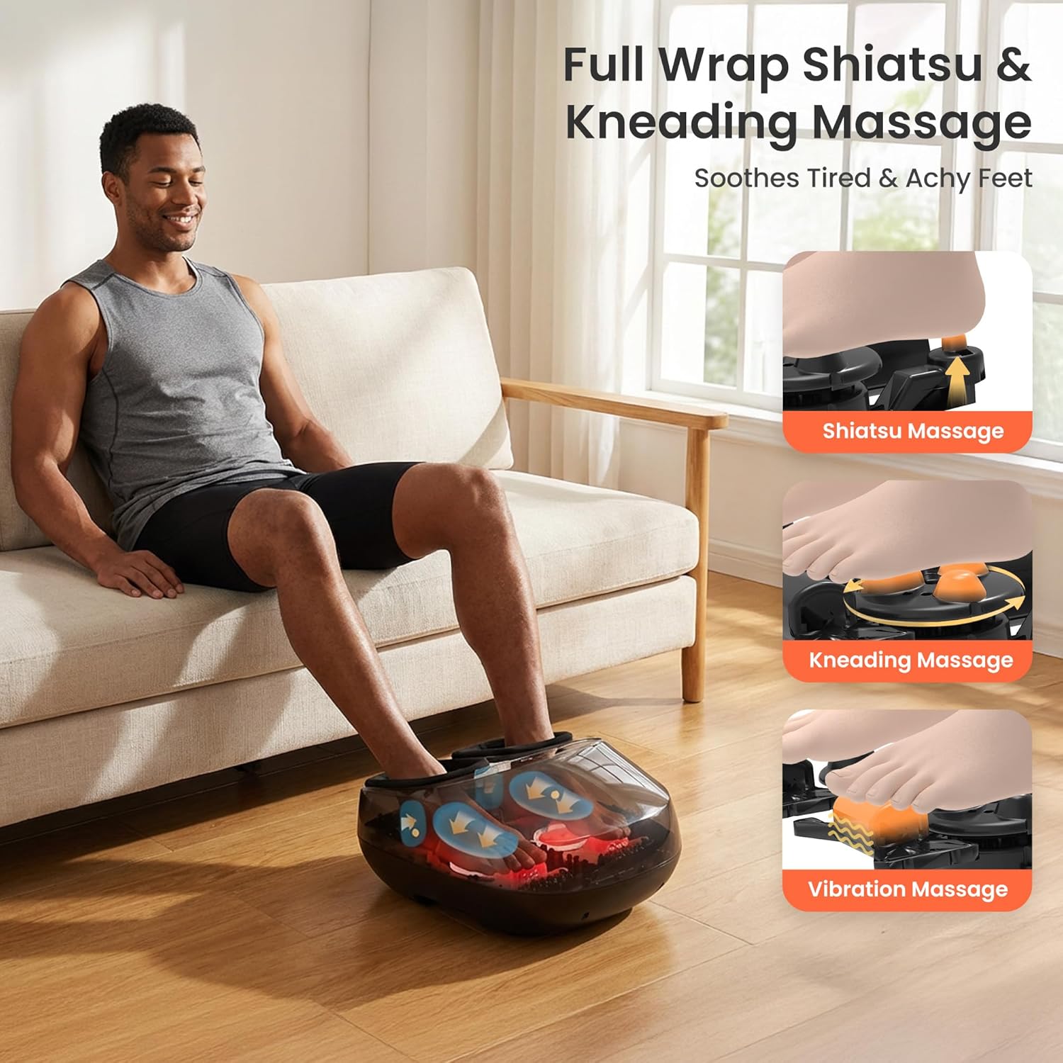 COMFIER Shiatsu Foot Massager with Heat,FSA Eligible HSA Store,Kneading,Vibration,Compression,feet Massager for Plantar Fasciitis Neuropathy,Mother's Day for Women,Men,Use at Home,Office,Size 13