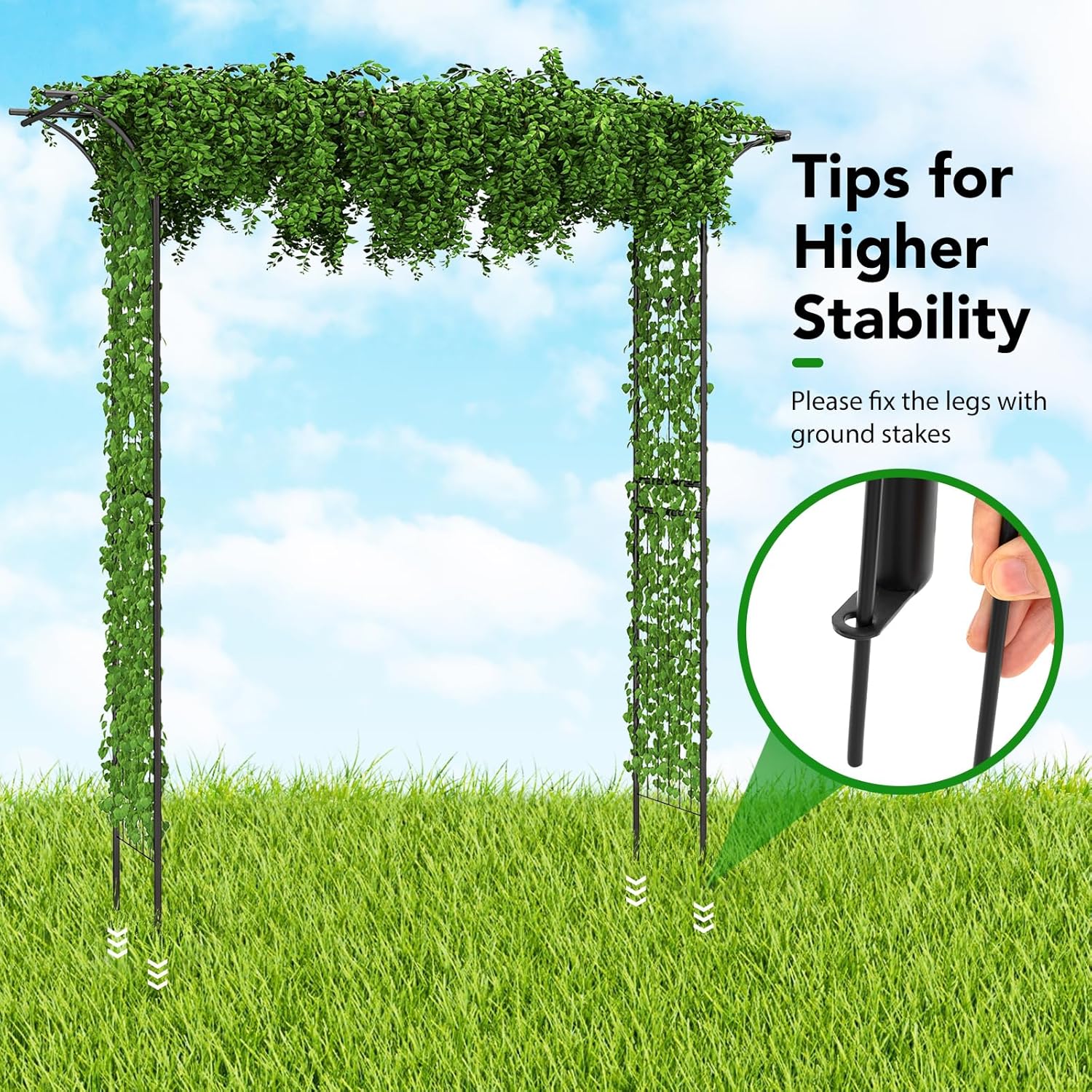 Happygrill 81” Garden Arbor, Metal Arch Archway for Climbing Plants, Outdoor Heavy-Duty Arch Trellis for Wedding Ceremony Party Backyard