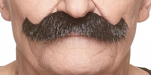 Mustaches Self Adhesive Fake Mustache, Novelty, Rocking Grandpa's False Facial Hair, Costume Accessory for Adults, Black Lustrous Color