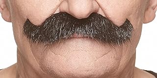 Mustaches Self Adhesive Fake Mustache, Novelty, Rocking Grandpa's False Facial Hair, Costume Accessory for Adults, Black Lustrous Color