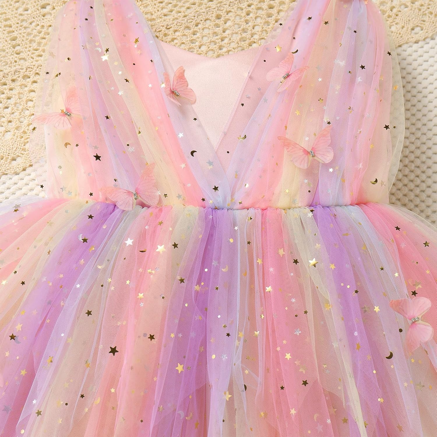 FYMNSI Toddler Flower Girl Dress Baby Butterfly Ruffle Tulle Tutu Dress Princess Birthday Party Pageant Wedding Prom Gown