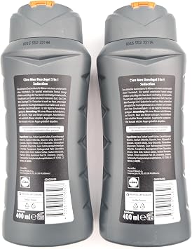 Cien Men Seduction for Men 3-in-1 Shower Gel for Men Hair Face Body Refreshing Fragrance Sensual Care pH Skin Neutral Suitable for Sensitive / Sensitive Skin 400 ml (Pack of 2)
