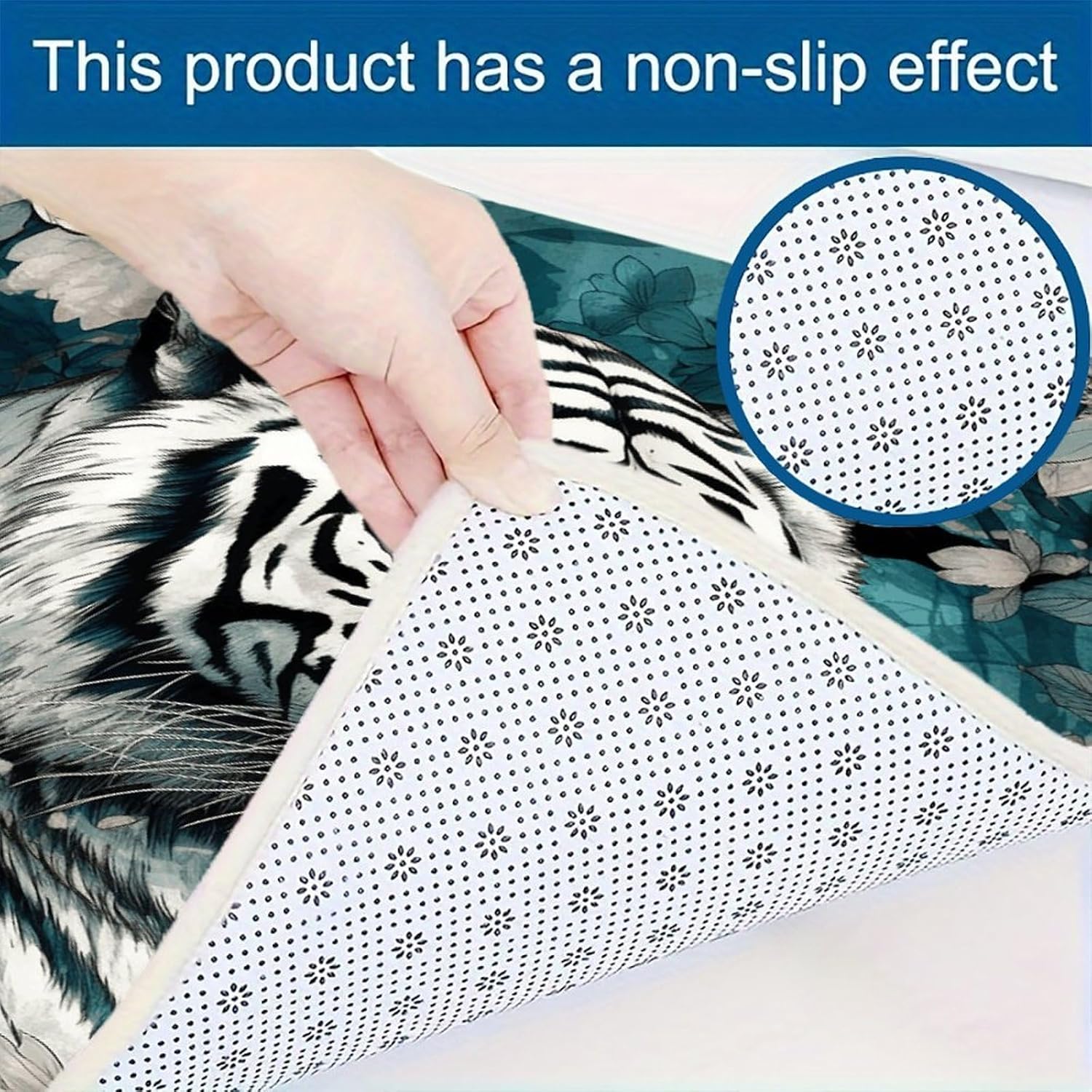 Tiger in Jungle Kitchen Mat Set of 3 Waterproof Floor Mats Non-Slip Kitchen Rugs Premium Flannel Rug Heavy Duty Standing Mat for Kitchen Home Bathroom Laundry