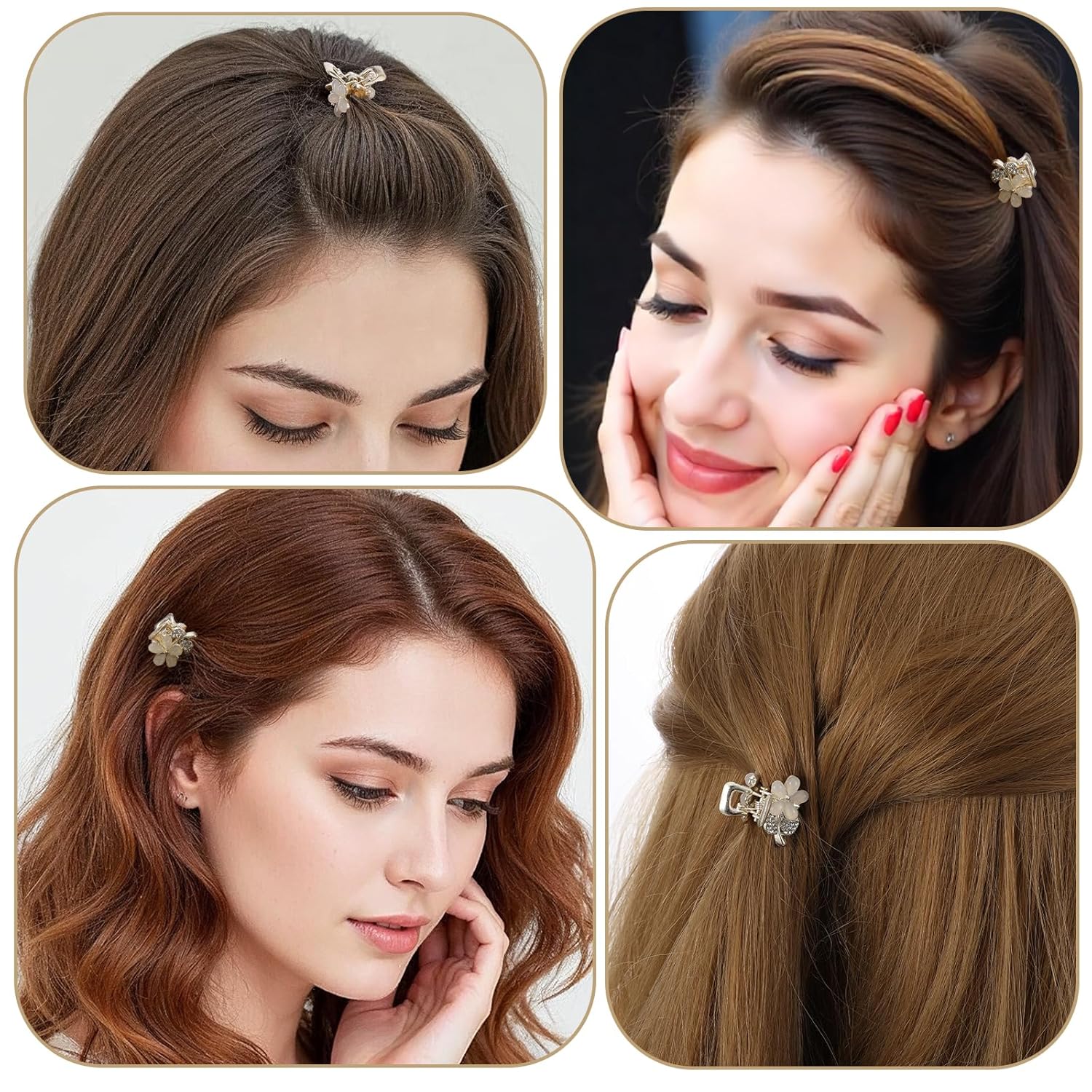 6Pcs Small Hair Claw Clips,Rhinestone Mini Claw Clips for Hair Metal Pretty Claws Jaw Clip for Short Hairs Decorative Accessories - Image 3