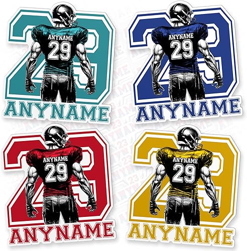 Miniatura 42 de Calcomanía personalizada con nombre para casco de fútbol y rugby, calcomanías de vinilo troqueladas para casco duro, laptop, botella de agua, autos