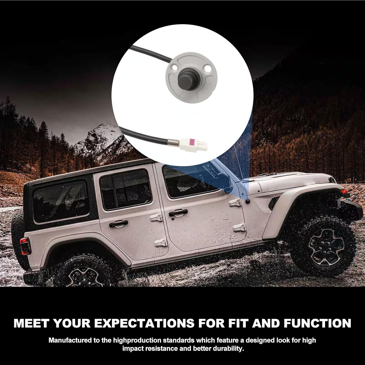 56040921AG Radio Antenna Base Bracket with Cable Compatible with 2007-2023 Jeep Wrangler 56040921AF 56040921AC