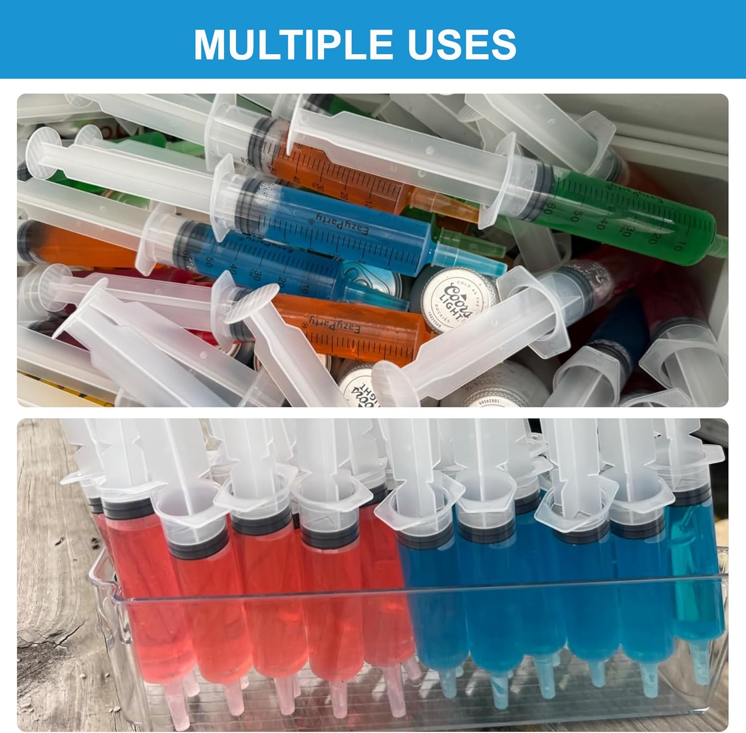 50Pack 60ml Syringe for Liquid - Large Plastic Syringes Without Needle for Food Thick Liquids and Irrigation Water, Lip Gloss Filling, Feeding Dogs Meds, Measuring ( 50 Pack 60 ml / cc )