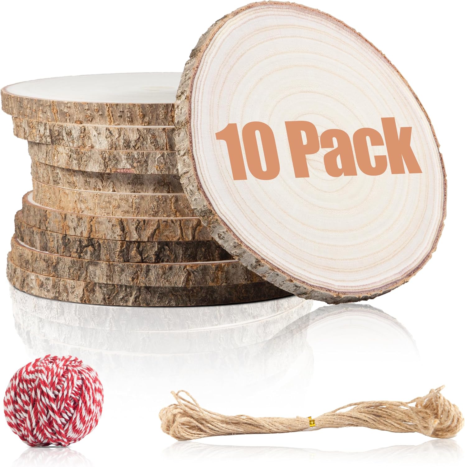 10 Pcs Natural Paulownia Wood Slices 9-10 Inches, Unfinished Wooden Rounds for Table Centerpieces, DIY Crafts & Wedding Decor