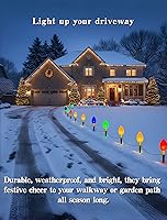 Vista 6 de Luces LED C9 para camino de 7 pies, luces de camino de Navidad, luz multicolor para pasarela al aire libre con 4 estacas de marcador conectables