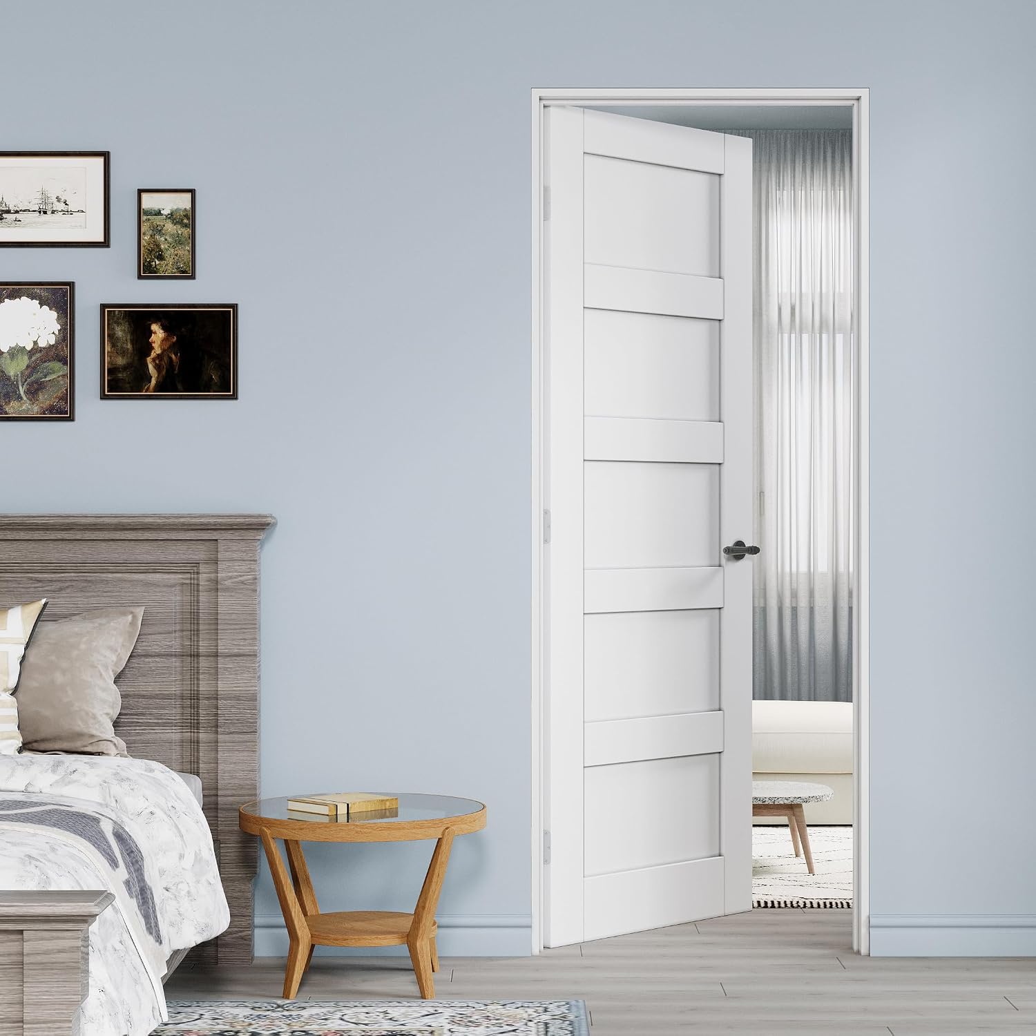 30" x 80" Prehung Door Interior, Tempered Frosted Glass Slab Doors with Jamb Kit, Solid Core MDF Interior Door for Bathroom Pantry Laundry, Easy Assemble - Left Handed Silver Hinge