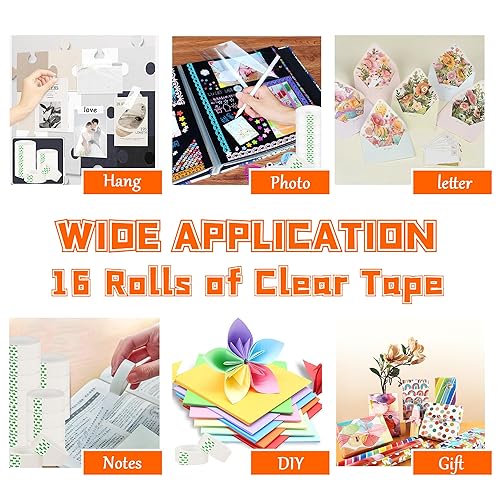 Miniatura 5 de KUKEO 16 rollos de repuesto de cinta transparente, 34 pulgadas x 1000 pulgadas, núcleo de 1 pulgada, rollos de repuesto de cinta transparente para