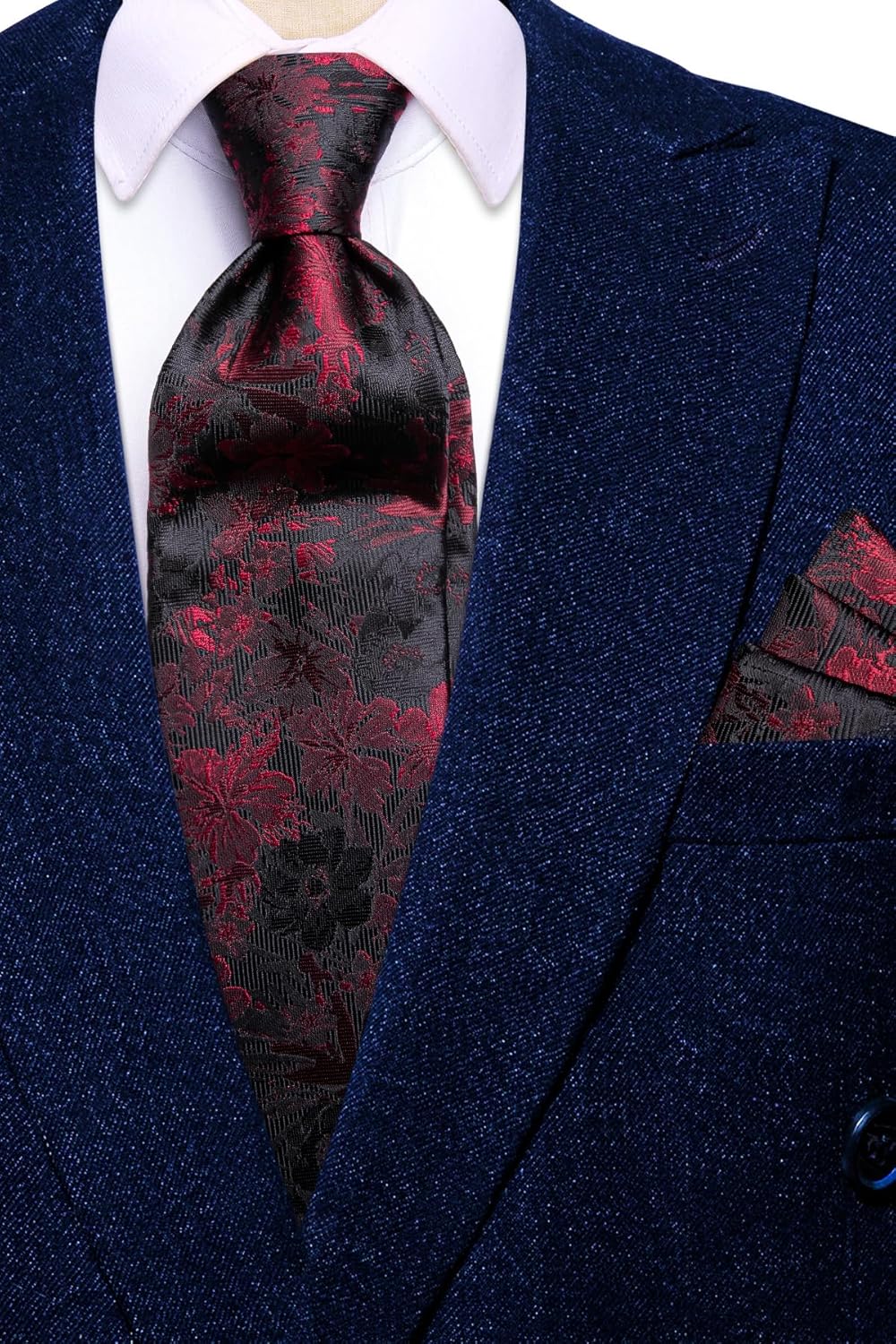 Dubulle Ties for Men Silk Mens Paisley Floral Striped Necktie and Handkerchief Cufflinks Wedding - Image 6