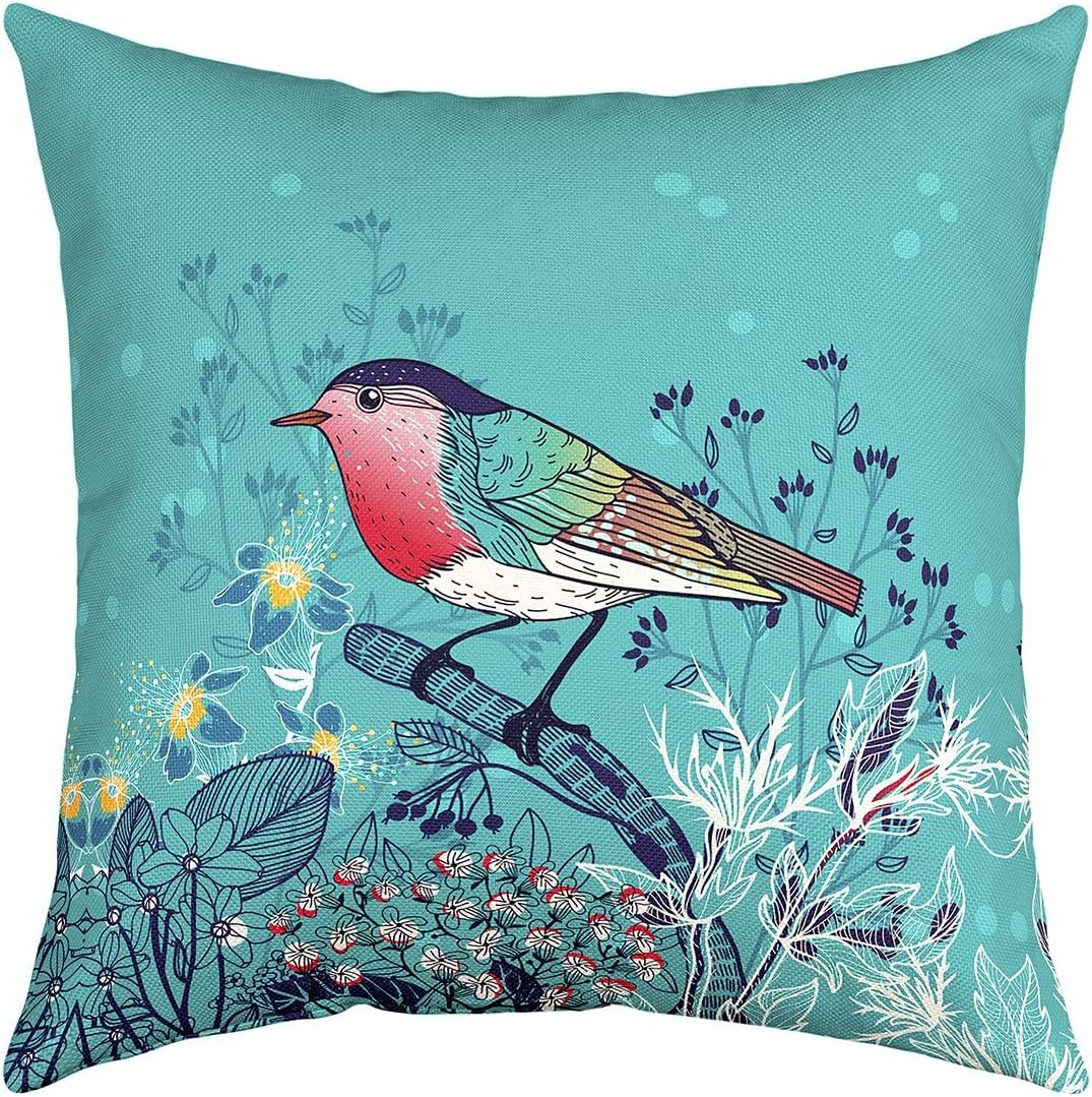 Homewish Cute Bird Pillow Cover 20x20 Inch Colorful Cartoon