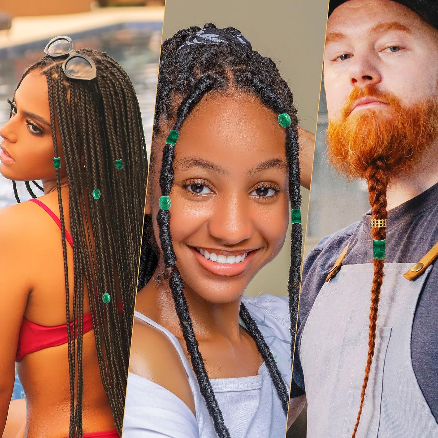 Fashewelry 5Pcs Natural Myanmar Jade Stone Large Hole Beads Barrel Engraving Gemstone European Charm Beads Drum Shape Healing Chakra Gems Loose Spacers for Jewelry Making 5mm Hole - Image 5