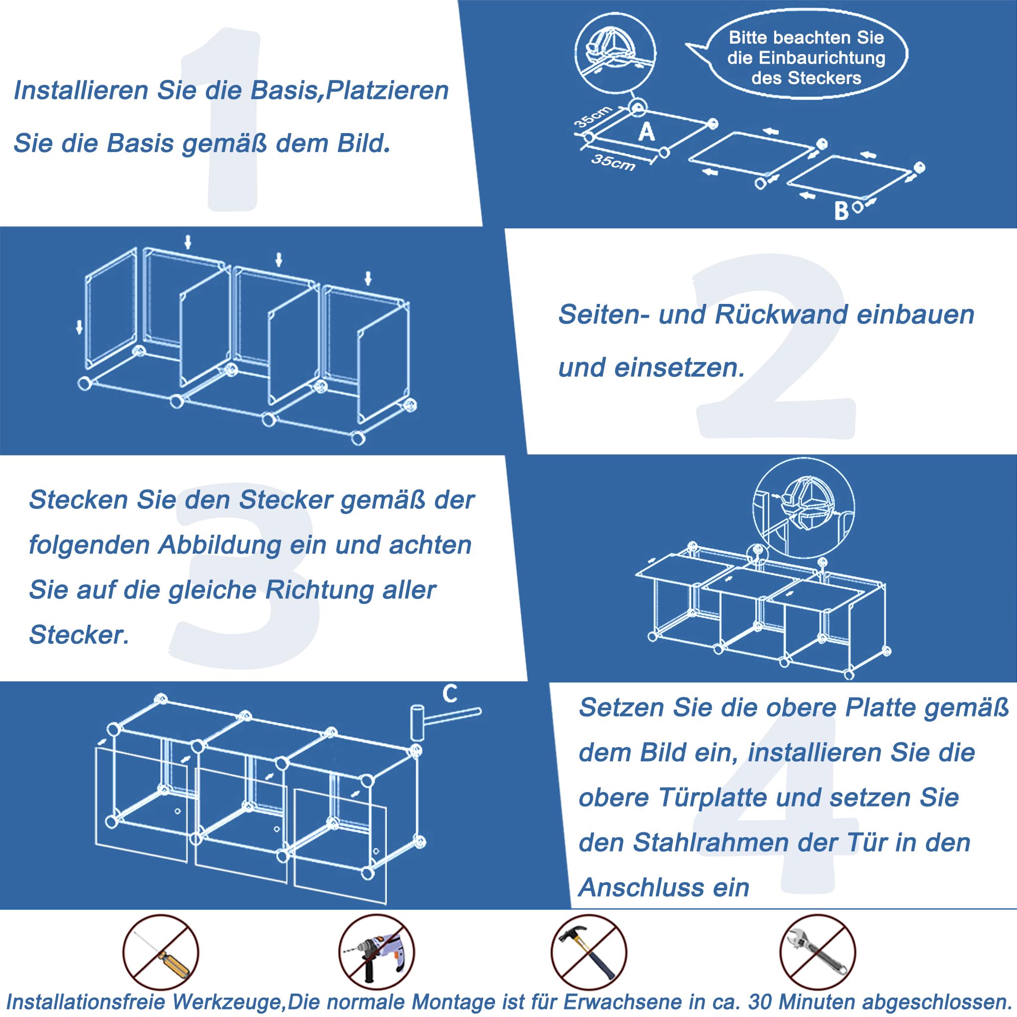 HENGMEI Kleiderschrank Würfelregal PP-Kunststoff Kleiderständer (20 Boxen, Weiß)