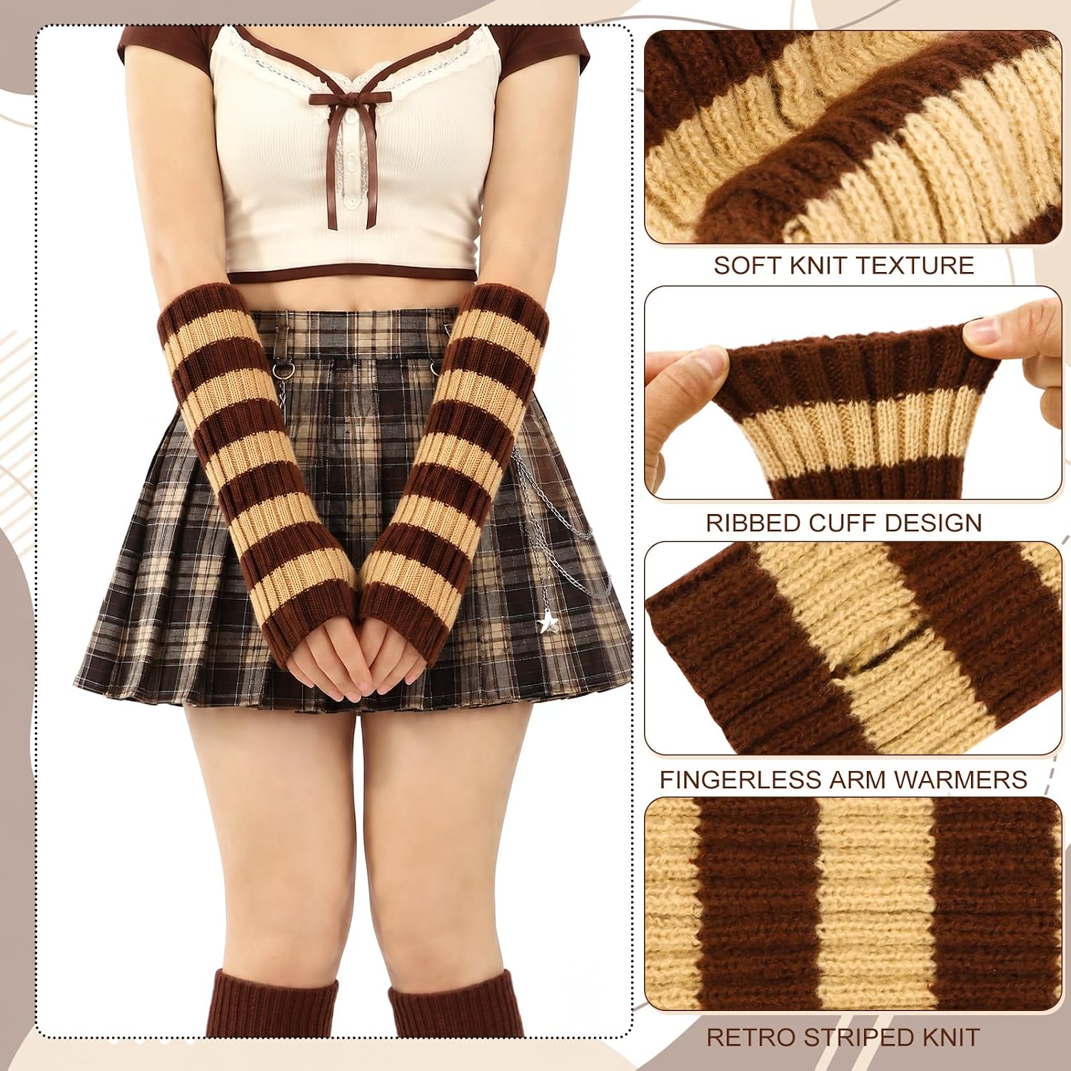 Y2K Leg Arm Warmers Set for Women, Kawaii Harajuku Accessories image 2