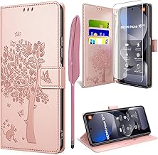 Case for Xiaomi Redmi Note 15 4G/5G with Tempered Glass, Folio Anti-Shock Protective PU Leather Wallet Case [Magnetic Closure][Card Slots][Stand Feature] - Pale Pink