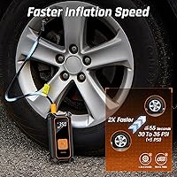 Vista 2 de OlarHike Inflador de neumáticos inalámbrico, compresor de aire portátil, 150 PSI de doble potencia, bomba de aire automática de 5400 mAh