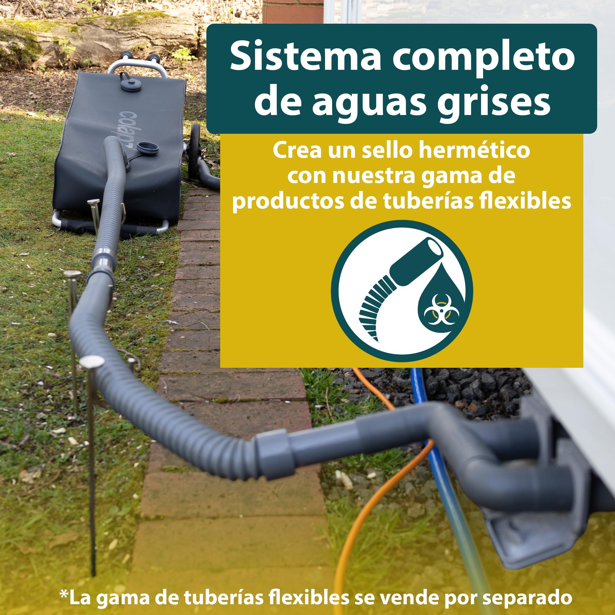 Colapz Wastemate Gris Portador de Aguas Residuales con Carro 40L - Contenedor de Agua Ahorrador de Espacio para Caravanas y Autocaravanas - Compatible con Flexipipes
