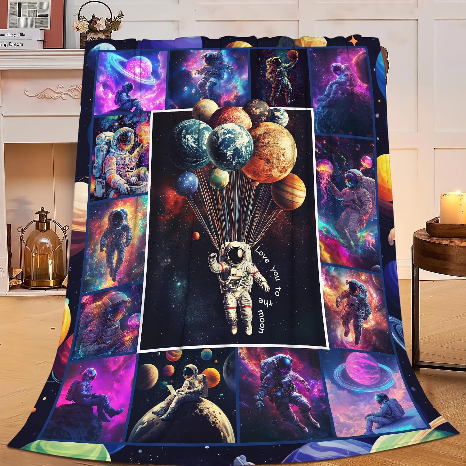 Astronaut Blanket Astronaut Throw Blanket Soft Cozy Warm Fuzzy Fleece Lightweight Plush Merch Animals Decor Gifts for Lover Man Woman Boys Girls Couch Bedding Sofa 50"X40"