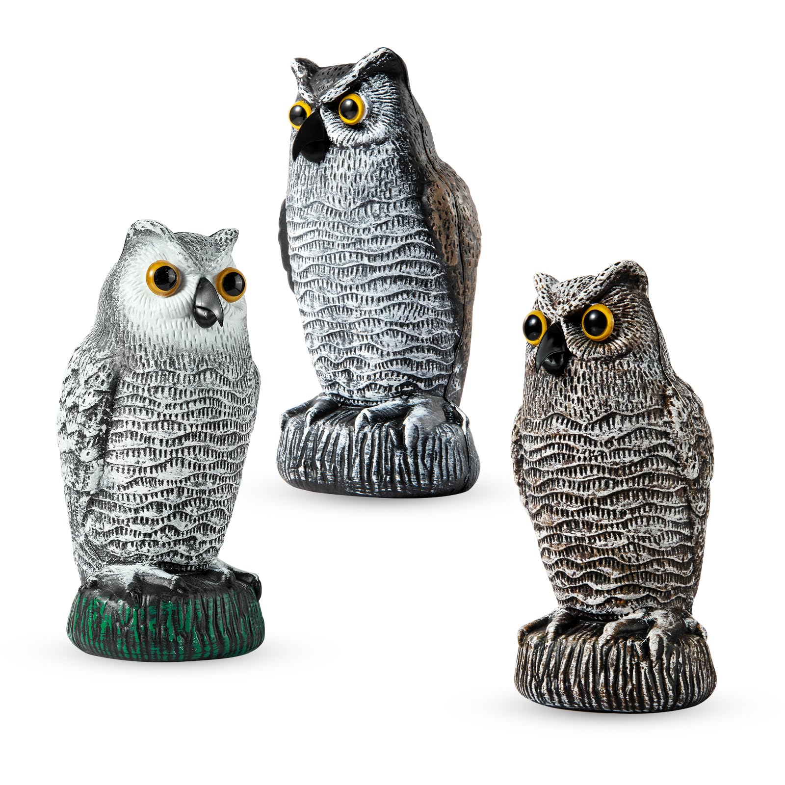 OFFO Owl Decoys to Scare Birds Away, Fake Decoy to Keep Pigeons Away, Bird Scare Devices Plastic Owl Scarecrow for Outdoor Garden, Yard Decorations,10 * 10 * 21cm,Brown and White — view 12