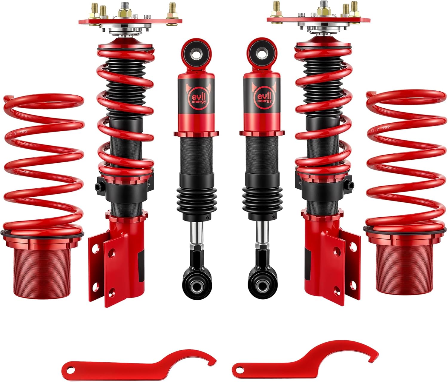 EVIL ENERGY Coilovers Compatible for Hyundai Veloster FS 2012 2013 2014 2015, Height Adjustable Suspension Coilovers Lowering Kit, Red