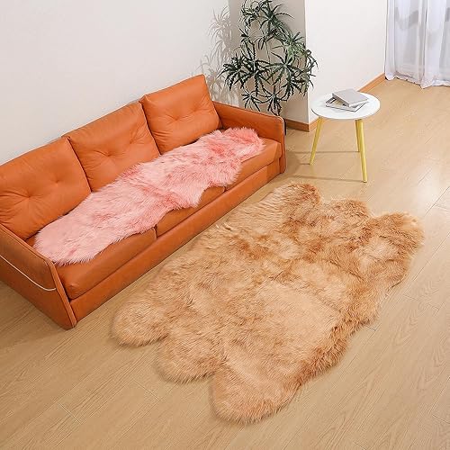 Miniatura 36 de Alfombra de piel sintética de piel de oveja, esponjosa, esponjosa, color negro, de 3 x 4 pies, para dormitorio, mesita de noche, suelo, sala