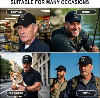 Army Hat, Veteran Hats for Men Embroidered Letters Cotton Adjustable Baseball Cap Black