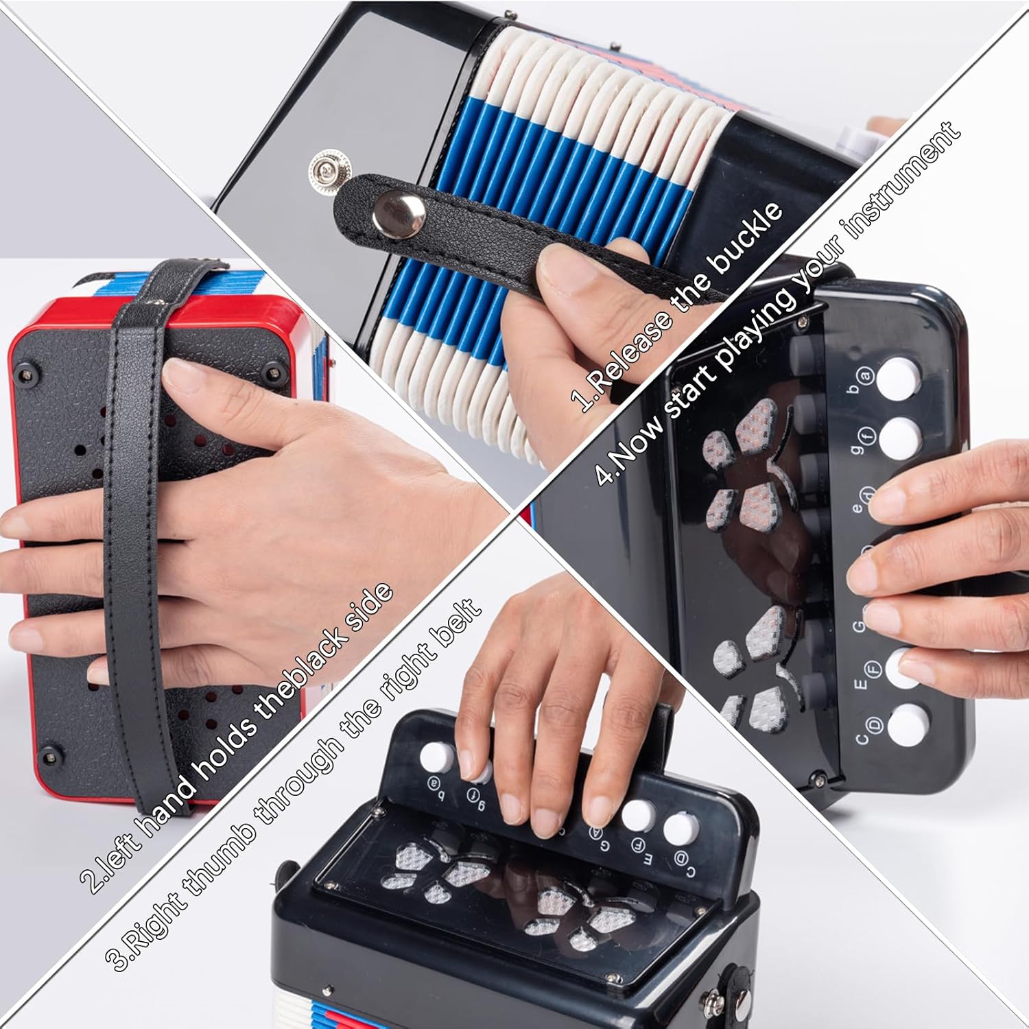 YAYUZEST Beginner Accordion, 10 Keys Button Control Beginners Accordions Musical Instruments for Student Beginners Accordian Lightweight 7 Key 3 Bass Mini Acordeón Acordeones (Black)