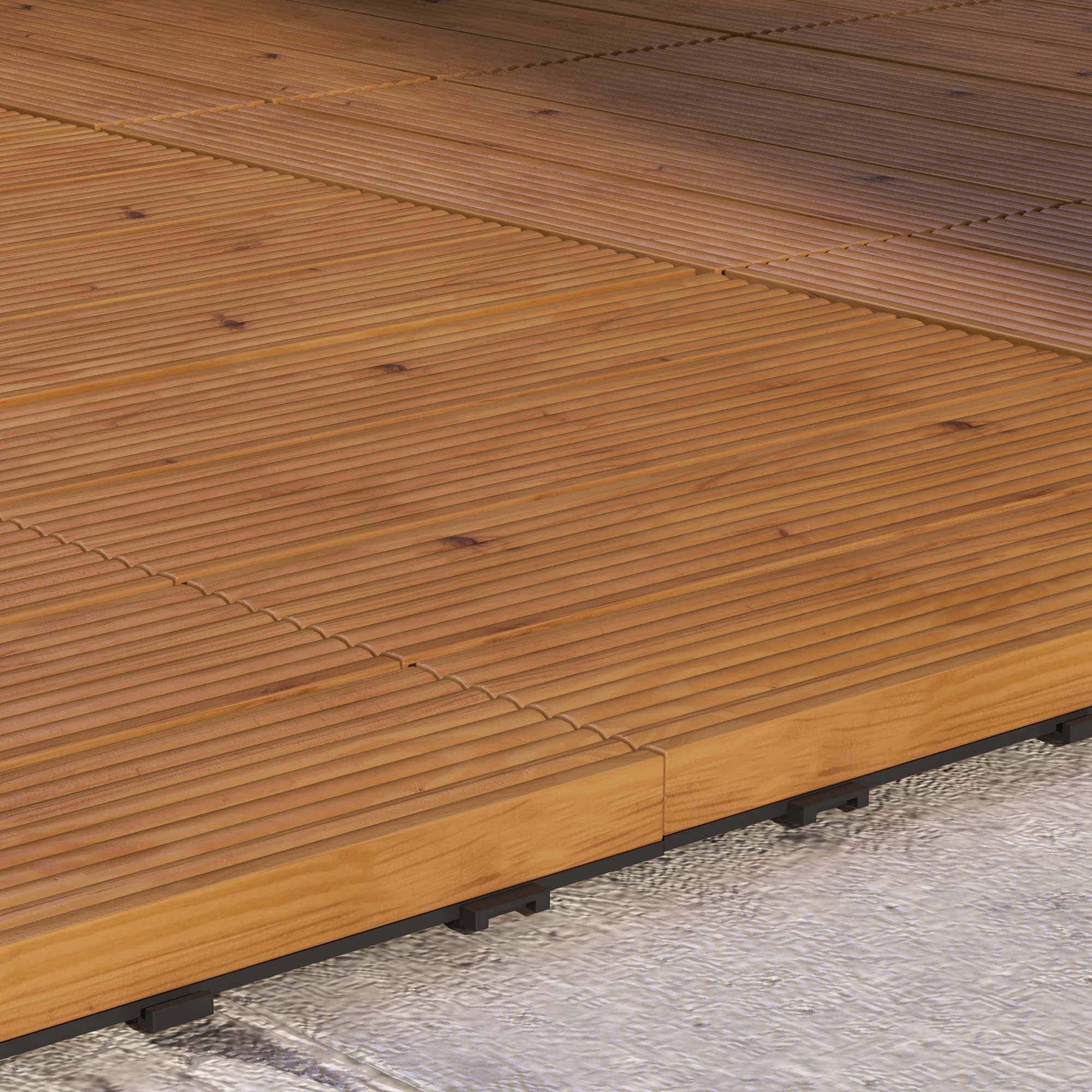 Outsunny Dalles terrasse emboîtables Lot de 12, 30 x 30 cm