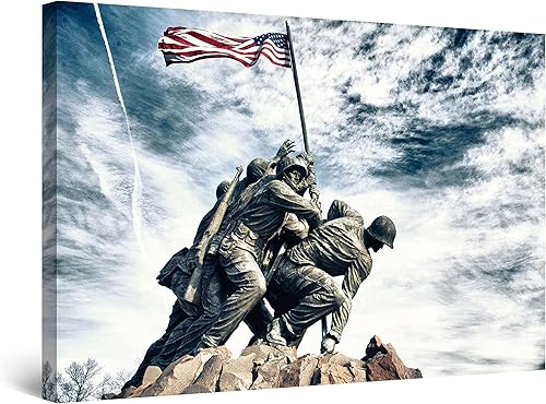 Startonight Lienzo decorativo para pared, Iwo Jima Memorial USA Nation, obra de arte estadounidense enmarcada de 32 x 48 pulgadas