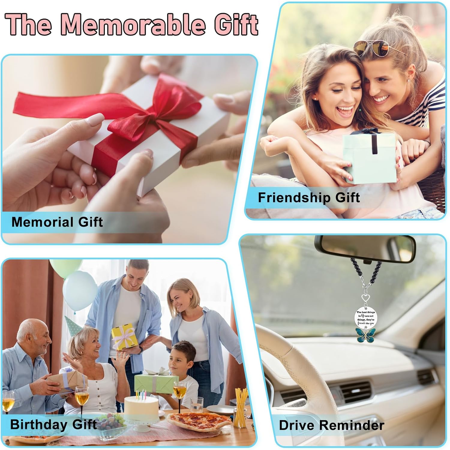 Best Friend Hanging Ornament for Car Rear View Mirror Hanging Accessories Friendship Gifts from Sister Friend BFF Mother's Day Graduation Birthday Present Mirror Car Charm - Image 6