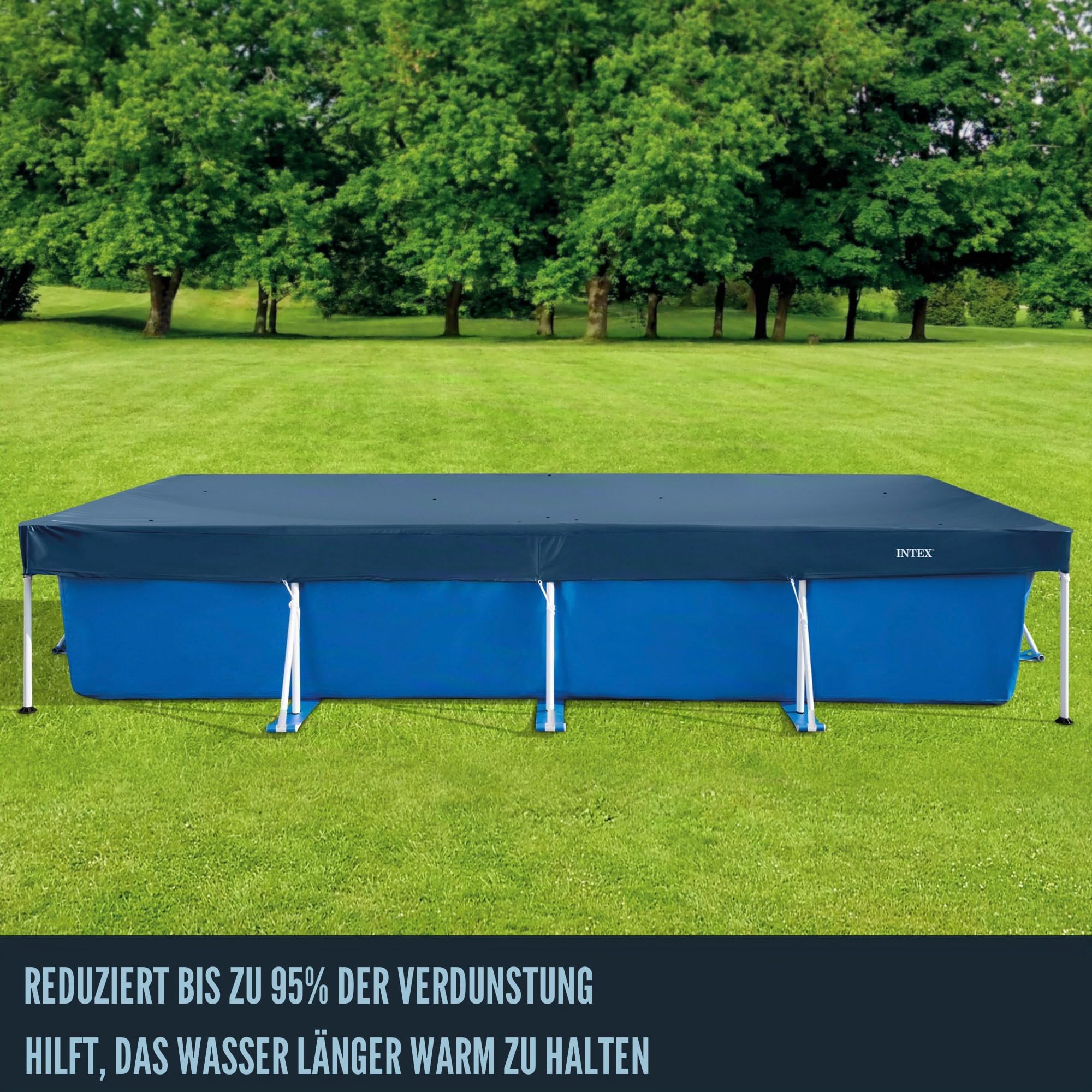 INTEX Poolabdeckung rechteckig (450x220x20 cm) für Frame Pools, Winterabdeckplane Sommerabdeckplane (28039) | Winterabdeckplane, Sommerabdeckplane, Modell 28039