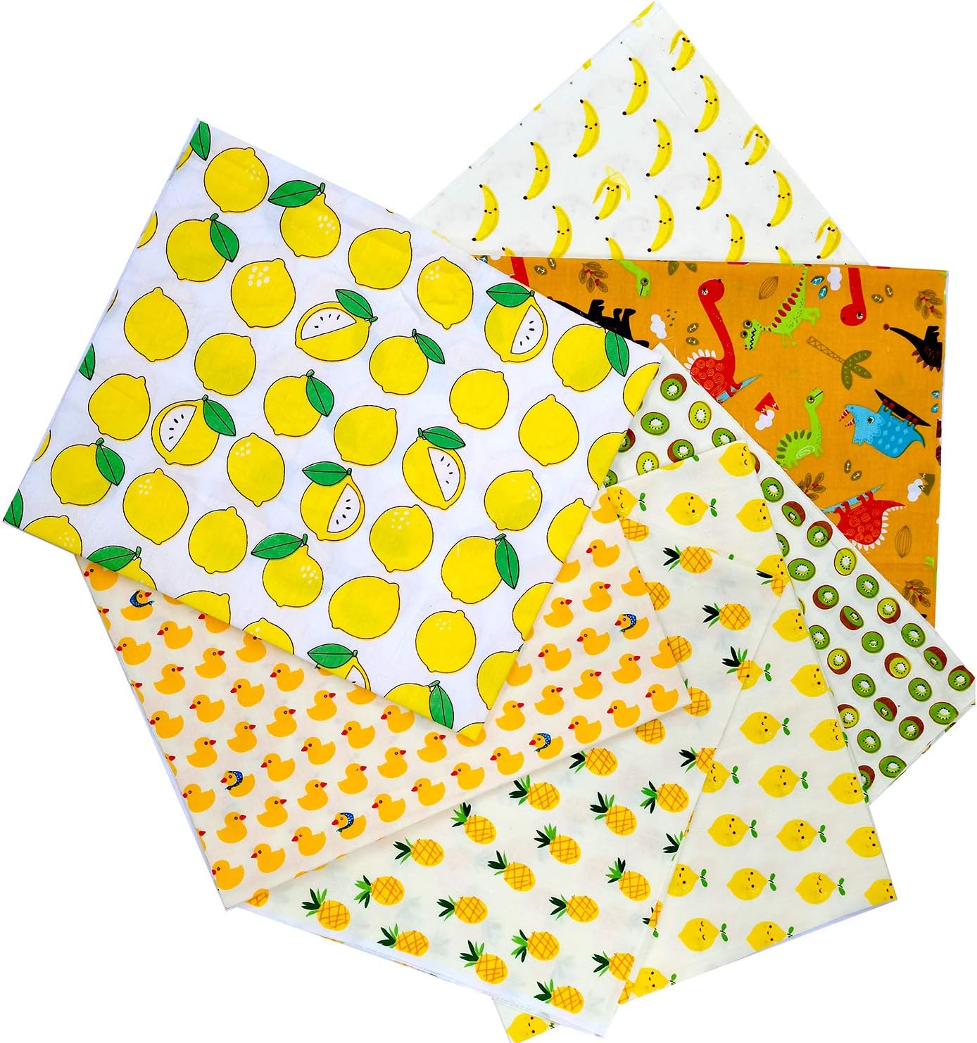 Fat Quarters Fabric Bundles Pre-Cut Quilting Squares Assortments,Cute Yellow Print DIY Cloth for Sewing Rose Flavor(18 by 20.5Inch)