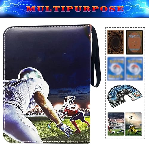 Miniatura 3 de Carpeta de tarjetas de fútbol para 900 tarjetas, 9 bolsillos, colecciones de tarjetas, 50 páginas, soporte de tarjetas de doble cara con cremallera,