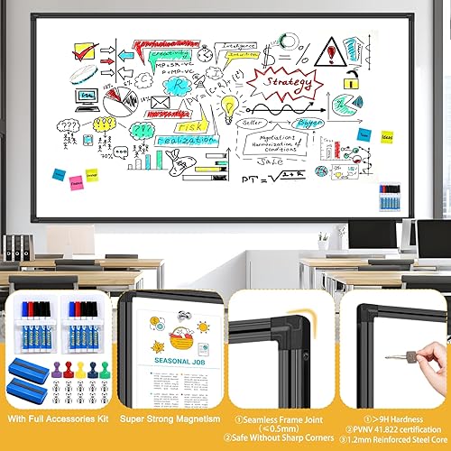 Miniatura 5 de H-Qprobd Pizarra blanca de grado comercial de 8 x 4 pies, pizarra blanca magnética grande de borrado en seco para pared, tableros de presentación de