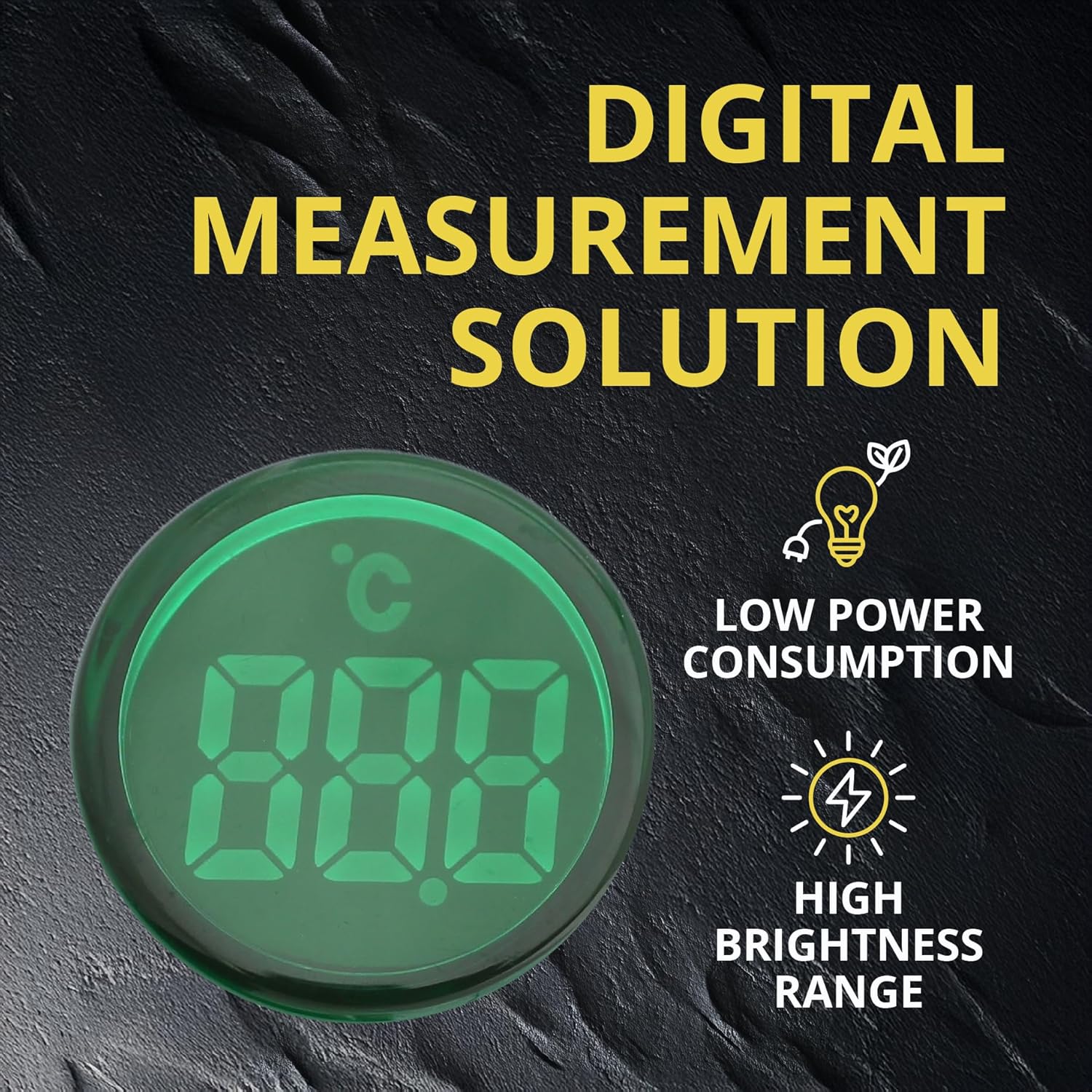 Digital LED Thermometer Display with Indicator Light, 22mm (7/8 inch) Mounting Hole, Energy-Saving Design, Temperature Range -20°C to +199°C Green (3 Pack)