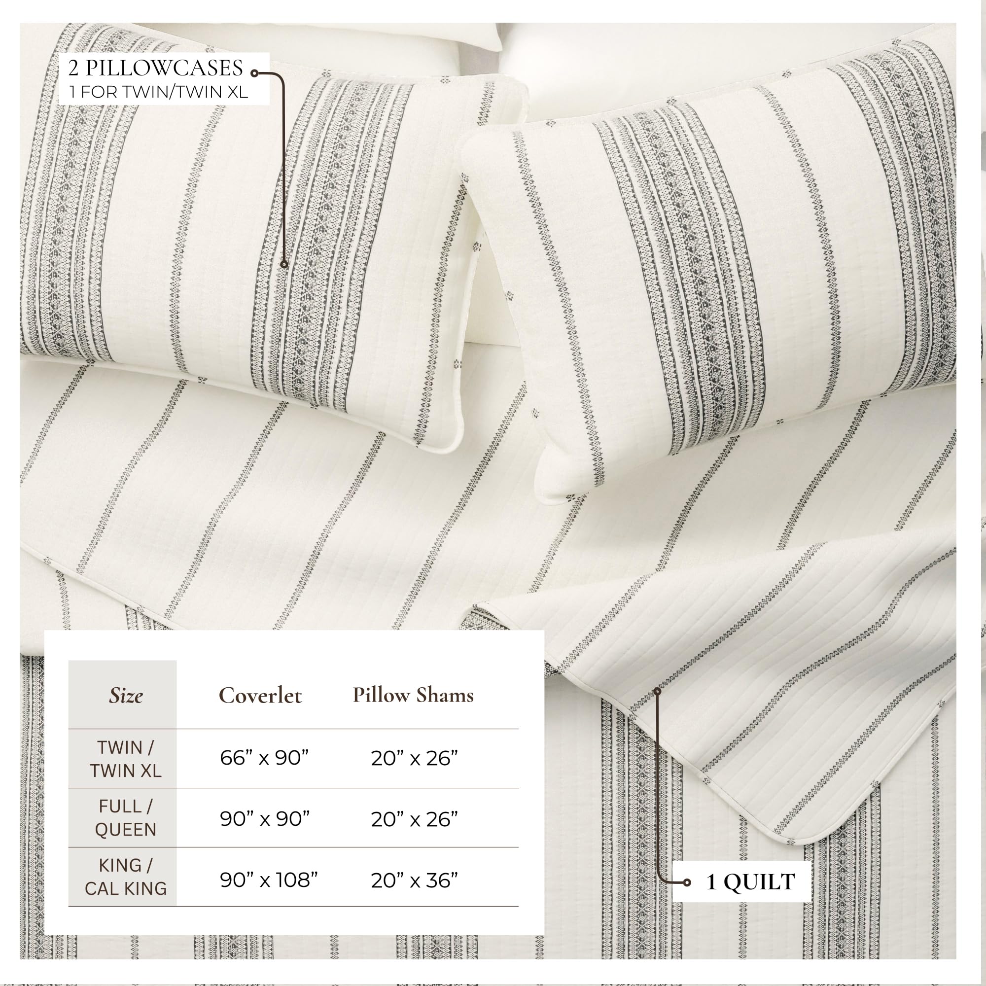 Great Bay Home Set Biancheria Letto Matrimoniale Miranda: Trapunta Floreale Reversibile Morbida. Include 2 Federe, Leggera Per Tutte Le Stagioni.