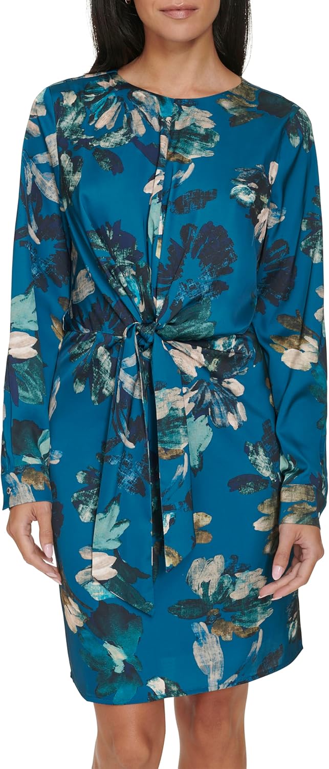 Calvin Klein Womens Knot Detail Long Sleeve Dress - Image 2